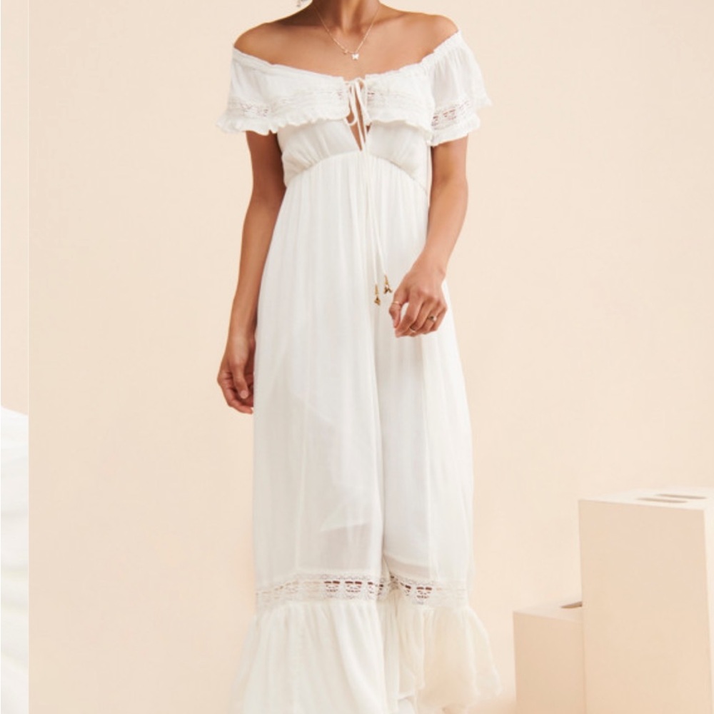 Free People White Off-Shoulder Maxi Dress